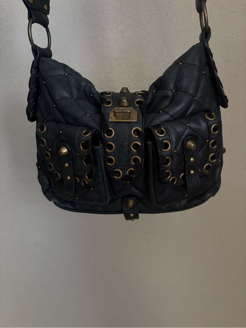 authentic Betsey Johnson Y2K vintage punk glam shoulder bag 🖤 - Picture 6 of 16